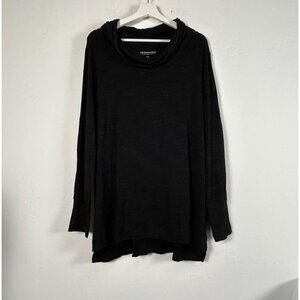Soft Surroundings Womens Black Heather Long Sleeve Cowl Neck Tunic Top Large